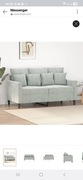 Sofa 2-osobowa, jasnoszara, 120 cm, tapicerowana aksamitem