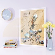 Spersonalizowana Mapa Europa A1 - podróże plakat grafika prezent