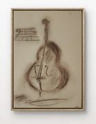 Oryg. minimalist. rys. "Va banque na kontrabas" z certyfikatem i sygnaturą 