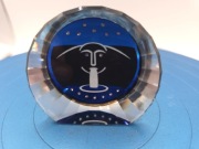 Swarovski przycisk do papieru krysztal dysk Wattens Giant Blue limitowany