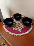 Oryginalne 3 szklane bulionówki  Huta Szkła Laura 