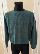 Sweter z ozdobnym splotem Sinsay turkusowy damski L