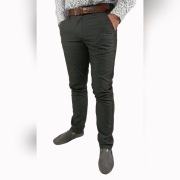 Grafitowe eleganckie spodnie delikatna kratka - 30