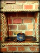 Półka drewniana na linach jutowych