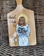 Ręcznie malowany  Anioł z książką i Liliami 