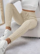 Damskie sportowe legginsy do jogi i fitness - morela prążek L