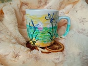 Morze łódki zachód słońca i ważki