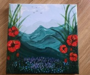 "Bieszczady" obraz ręcznie malowany abstrakcja 