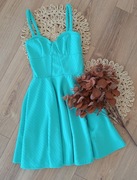 jasnoniebieska miętowa letnia rozkloszowana sukienka na ramiączkach 34XS