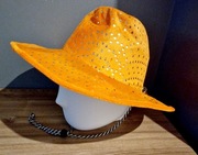 Kapelusz kowbojski pomarańczowy w cekiny uniwersalny bal karnawałowy