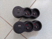 Rozgałęźnik sieciowy - dwa gniazda z uziemieniem i USB-A i USB-C - 2 szt.