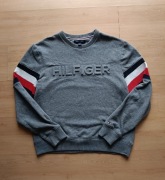 Bluza Tommy Hilfiger szara M logo tłoczone klasyczna