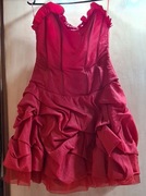 Sukienka,Czerwona,Organza,GorsetWiązany-r.38/40-Sylwester,Impreza