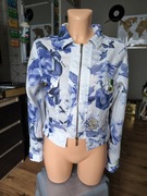 Roberto Cavalli kurteczka damska L bawełna floral biała niebieska lekka