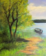 Obraz pejzaż jezioro 70x30 