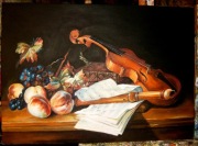 Kopia obrazu "Martwa natura ze skrzypcami" – Willem Claesz. Heda 