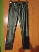 Spodnie damskie leginsy skóra skóropodobne czarne 36 S