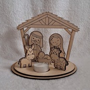 Drewniana Szopka Bożonarodzeniowa z świeczką | Figurki 3D | Wersja duża