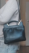Jane Shilton skórzana czarna torebka vintage babcinka skóra naturalna