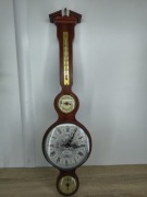 Stylowy zegar ścienny z barometrem, termometrem i higrometrem – retro