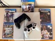 Konsola Sony Playstation 4 500 GB biała + 2 Pady + 5 gier GTA5