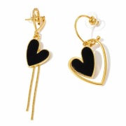 Kolczyki wiszące SERCA – czarno-złote, asymetryczne, eleganckie