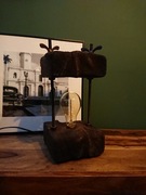 Lampka nocna drewno, stołowa, żarówka,  E27, stare drewno