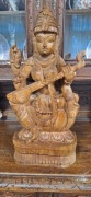 Duża drewniana figura ,rzeźba Saraswati 