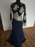 Wieczorowa Sukienka R XS Granatowa Zdobiona Idealny Stan 