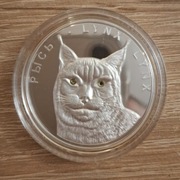 RYŚ 20 rubli Białoruś 2008 srebo 1oz proof lustro