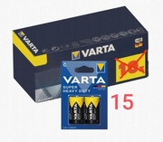 15x VARTA super duty BATERIE CYNKOWO-WĘGLOWE R14 TYP C do zabawek, piecyka 