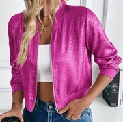 Różowa bomberka damska r. S 36 kurtka bluza na zamek metaliczna