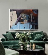 obraz malarski Martwa natura wystrój 100x70 błękity granat