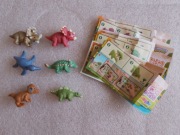 KINDER zestaw 6 dinozaurów + karteczki