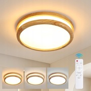 LAMPA SUFITOWA PLAFON LED ściemniana +PILOT 32W Drewno