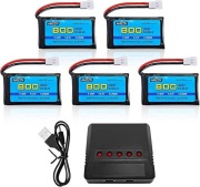 Baterie LiPo 3.7V 800mAh 5 szt + Ładowarka 5w1 do Dronów Molex 921