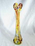 Wysoki 46 cm! wazon szklany rwaniec kolorowe szkło sękacz PRL Vintage retro