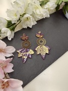 Ręcznie Robione Kolczyki "Jesienne Liście Ametystu"Glina Polimerowa