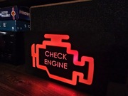 Dekoracja lampka CHECK ENGINE, prezent fana samochodów mechanik auta