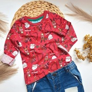 Bluzka na święta świąteczna czerwona 86 z Mikołajem reniferem bawełniana