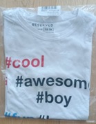T-shirt biały #COOL BOY bawełna Reserved r. 158