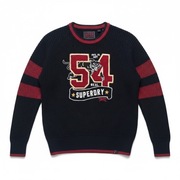 Bawełniany dziergany sweter vintage Superdry logo japan style oversize