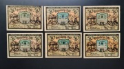 6 Banknotów Notgeld Zielona Góra (Grünberg) 1921 50 Fenigów piękne grafiki