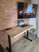 Biurko drewniane regulowane elektrycznie z blatem dębowym 120x60cm