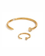 Zestaw Bransoletka i pierścionek sztywny gwóźdź Cyrkonie diamenciki