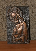 Stary obrazek miedziany Jezus PRL Vintage