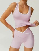 Komplet sportowy top i szorty różowy *rozmiary* pilates joga