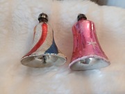 Bombki choinkowe szklane stare PRL handmade ręcznie zdobione 2 szt 