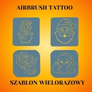 Zestaw szablonów do tatuaży Airbrush, facepainting,wielorazowy Christmas