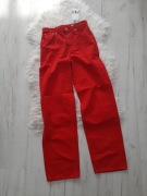 ZARA świetne czerwone jeansy z szeroką nogawką S 36